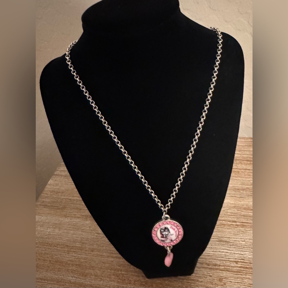 Tarina Tarantino Hello Kitty Silver and Pink Cat Pendant Necklace